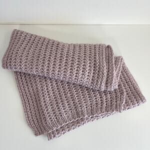 Bujibaja Chunky Knit Rectangle Scarf Light Mauve Soft Winter Long 74 Inch Wrap